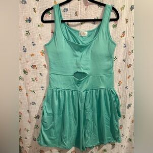 Coziest and softest Sleeveless Teal Romper!